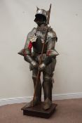 Craftsman made replica suit of armour in the late Medieval style, with lance,