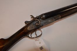 Shotgun certificate required - English 20 bore side by side double barrel hammer sporting gun,
