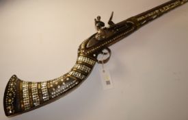 Early 19th century Afghan Jezail flintlock musket, East India Co.