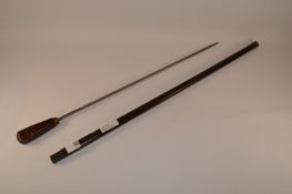 Early 20th Century square tapering sword stick with 61cm steel stiletto blade 89.