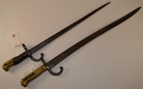 19th century French Chassepot Yataghan Sword Bayonet with brass hilt,