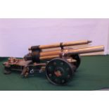 Handcrafted brass and steel model of a Field Gun 110cm