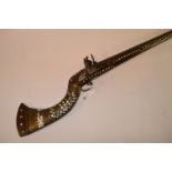 Early 19th century Afghan Jezail flintlock musket, octagonal barrel with flared muzzle,