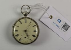 Early 19th century silver key wound pocket watch by no 7577 by James Heales Birmingham 1834
