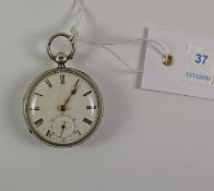 Victorian mid size silver key wound pocket watch signed Reed & Son Cambridge no 26184 case by