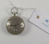 Victorian mid size silver key wound pocket watch signed W Ward Grimsby no 1476 case by David Lark