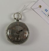 Victorian silver key wound pocket watch,