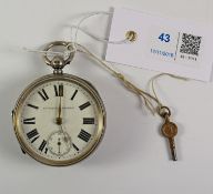 Edwardian silver key wound Improved Patent pocket watch by J Adkins & Sons,