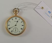 Early 20th century gold-plated crown wound pocket watch by A WW Co Waltham Mass no 18824425