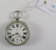 Edwardian silver key wound pocket watch by I Stone Leeds no 633101,
