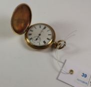 Early 20th century gold-plated hunter crown wound pocket watch by Elgin USA no 12177351