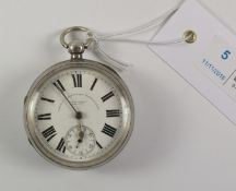 Victorian silver key wound pocket watch signed T Fattorini Skipton Watch & Chronometer