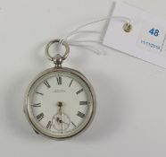 Victorian silver key wound pocket watch by AM Watch Co Waltham Mass no 5552979 Birmingham 1880