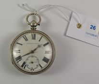 Victorian improved patent silver key wound pocket watch signed J Sykes Huddersfield no 9997,