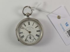 Victorian silver key wound pocket watch signed Thomas Russell & Sons Church Street Liverpool makers