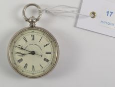 Victorian silver key wound Patent Lever Chronograph pocket watch case by Numa Jacques Birmingham