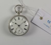 Victorian silver key wound pocket watch by J T Cook Hull no 18294,