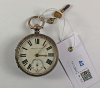 Victorian silver key wound Improved Patent pocket watch no3803 by William Hammon London 1876 with