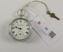 Edwardian silver key wound pocket watch by The Lancashire Watch Co Ltd London & Prescot no 417330