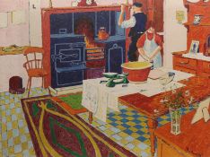 Joe Scarborough (Northern British 1938-): Kitchen Interior, oil on canvas signed and dated '71,