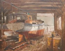 Colin Verity (British 1924-2011): 'In the Boat Yard,