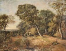 Norwich School (18th/19th century): Woodland Stream with Figures,