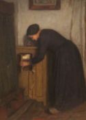 Harold Knight (Staithes Group 1874-1961): "The Corner Cupboard", oil on panel signed,