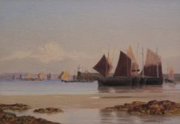 James Thomas Watts (British 1853-1930): Fishing Fleet at Low Tide,