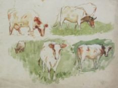 Robert Jobling (Staithes Group 1841-1923): Cattle Studies for Cattle Grazing near the North