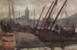 Joseph John Richard Bagshawe (Staithes Group 1870-1909): Fishing Boats in Whitby Harbour,
