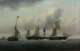 John Ward of Hull (British 1798-1849): The Paddle Steamer 'Vivid' with other Shipping in the Mouth