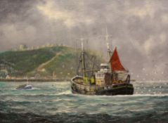 Jack Rigg (British 1927): 'Keelboat H417 approaching Scarborough Harbour',
