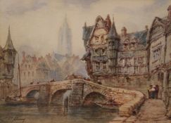 Paul Marny (French/British 1829-1914): Bridge over the River Sauldre Romorantin France,