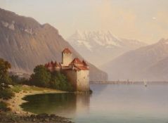 G* D* (19th century): Chateau de Chillon, Lake Geneva Switzerland,