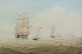 William Frederick Settle (British 1821-1897): Sailing Vessels at Sea,