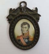 Reval (19th century): Portrait of a Military Gentleman, oval miniature signed 6cm x 4.