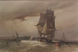 George Chambers (British 1803-1840): Trading Brig Running for Shelter before the Storm,