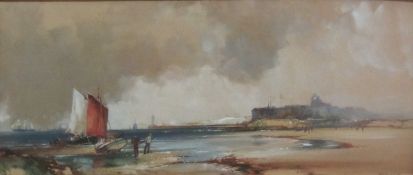 Frank Henry Mason (Staithes Group 1875-1965): 'Tynemouth', watercolour heightened in white signed,