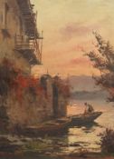 Italian School (Early 20th century): Boating scene at Sunset,