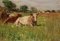 James William Booth (Staithes Group 1867-1953): Cattle Grazing,