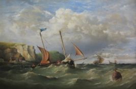 Henry King Taylor (British 1799-1869): 'Fishing Boats on the Kentish Coast', oil on canvas signed,