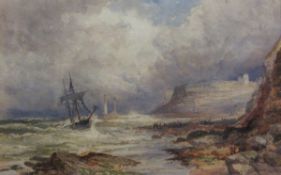 Robert Ernest Roe (British 1852-1921): The Brig 'Mary & Agnes' in Distress Whitby Sands 24th