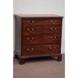 George III mahogany chest, with moulded rectangular top over four graduated drawers,