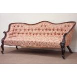 Quality Victorian rosewood serpentine back three seat settee, concave seat,
