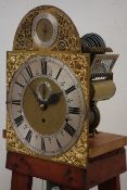 20th century brass longcase clock movement after Claud Reeve with 17in arched dial,