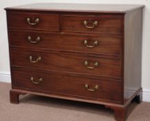 George III mahogany chest fitted with two short and three long oak lined drawers,