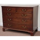 George III mahogany chest fitted with two short and three long oak lined drawers,