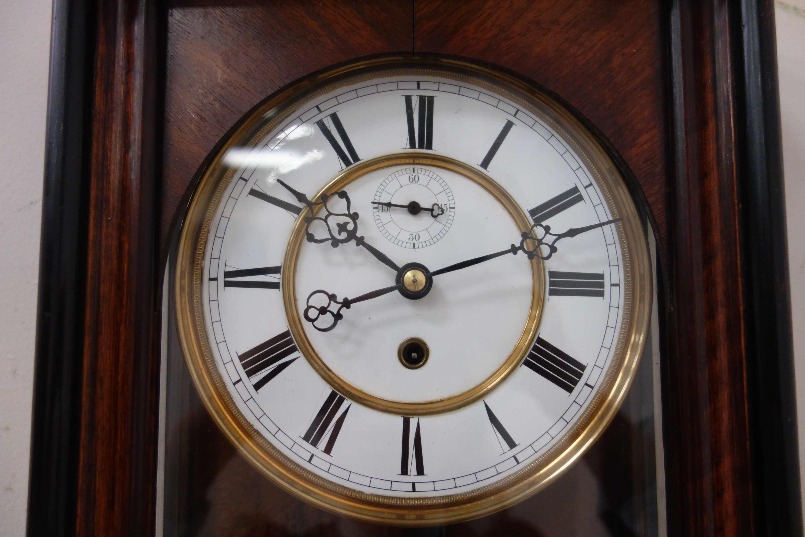 19th century Vienna walnut & ebonised regulator wall clock, - Image 2 of 2