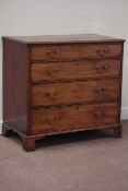 Late George III mahogany chest, banded rectangular moulded top above four graduating drawers,