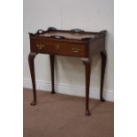 Early 19th century oak tray top lowboy, single drawer, W69cm, H77cm,